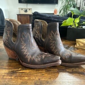 Ariat Dark Brown Embroidered Ankle Booties